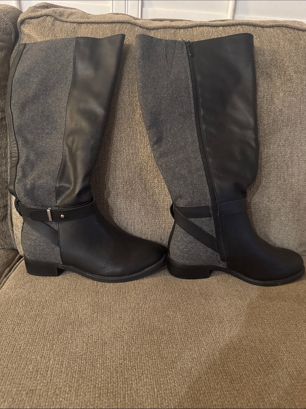 torrid Black and Gray Tall Buckle Riding Boots